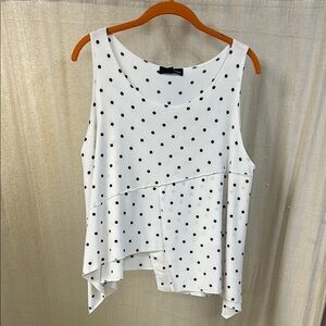 White Tank Top with Black Dots - Sun Kim